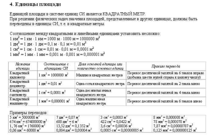 Физика 7 класс таблица измерений величин