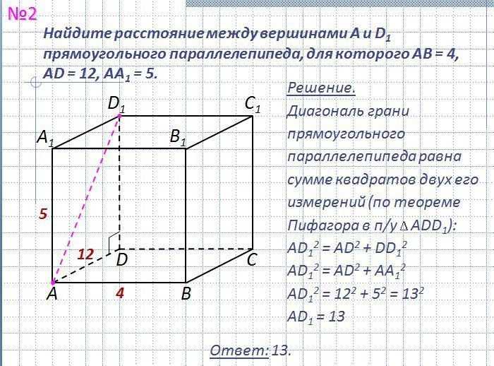 Диагонали граней прямоугольного параллелепипеда