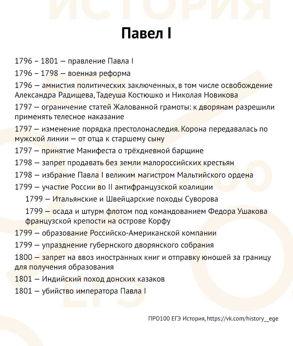 Даты правления петра 1 8 класс. Павел 1 даты. Павел 1 даты и события. Даты от Петра 1 до Павла 1. Основные даты по Павлу 1.